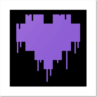 Purple Dripping Pixel Heart Posters and Art